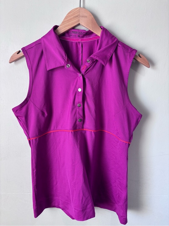 Nike Tops - Nike Golf Dri-FIT Sleeveless Striped Polo Shirt | Magenta Purple | Size Medium